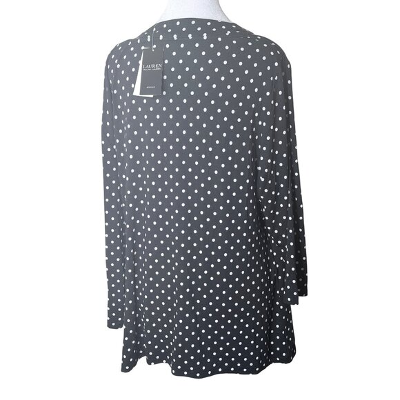 Lauren Ralph Lauren Polka Dot Surplice Top 3X Faux Wrap Long Sleeve Career NWT - Picture 3 of 13